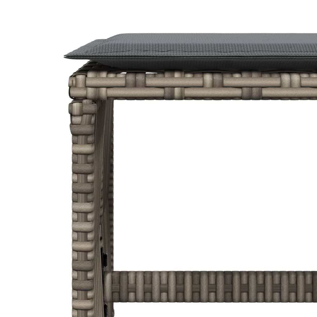 Garden Stools 4pc Poly Rattan Steel Frame Cushions Outdoor Patio Seating Grey