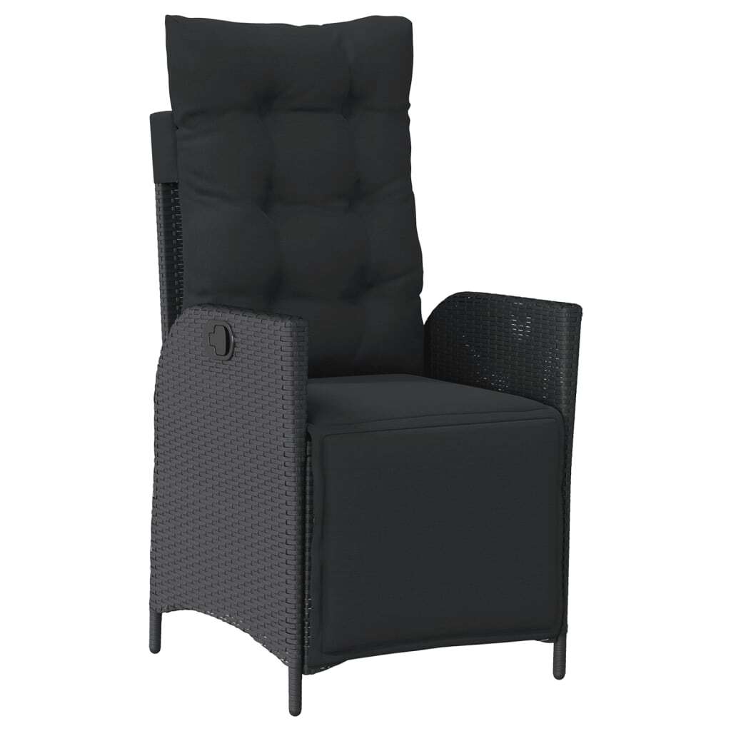 Reclining Garden Chair Poly Rattan Steel Frame Footrest Adjustable Patio Black