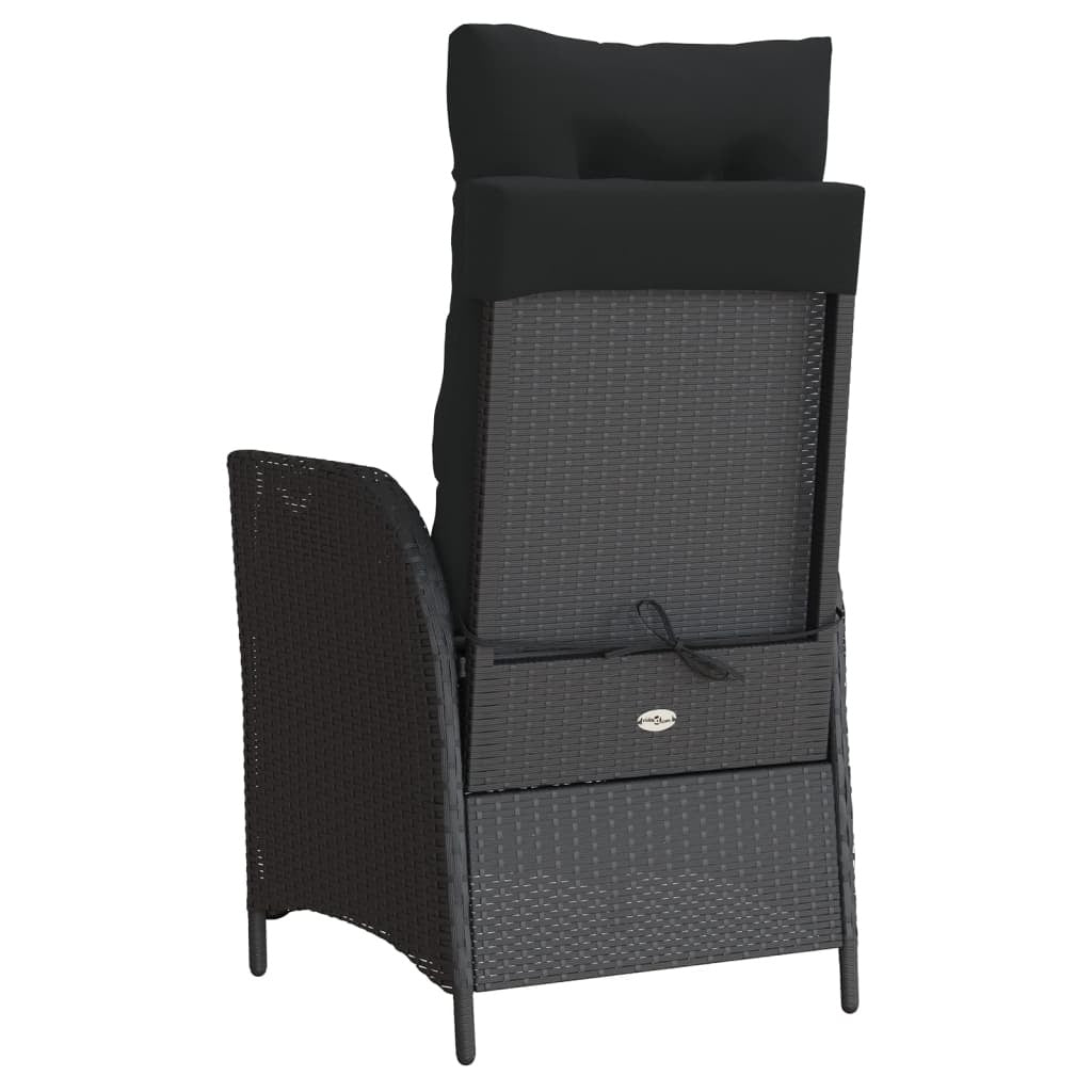 Reclining Garden Chair Poly Rattan Steel Frame Footrest Adjustable Patio Black