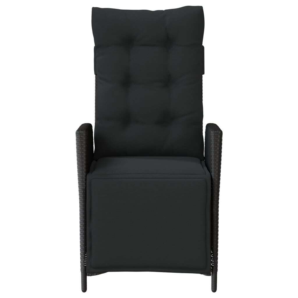 Reclining Garden Chair Poly Rattan Steel Frame Footrest Adjustable Patio Black