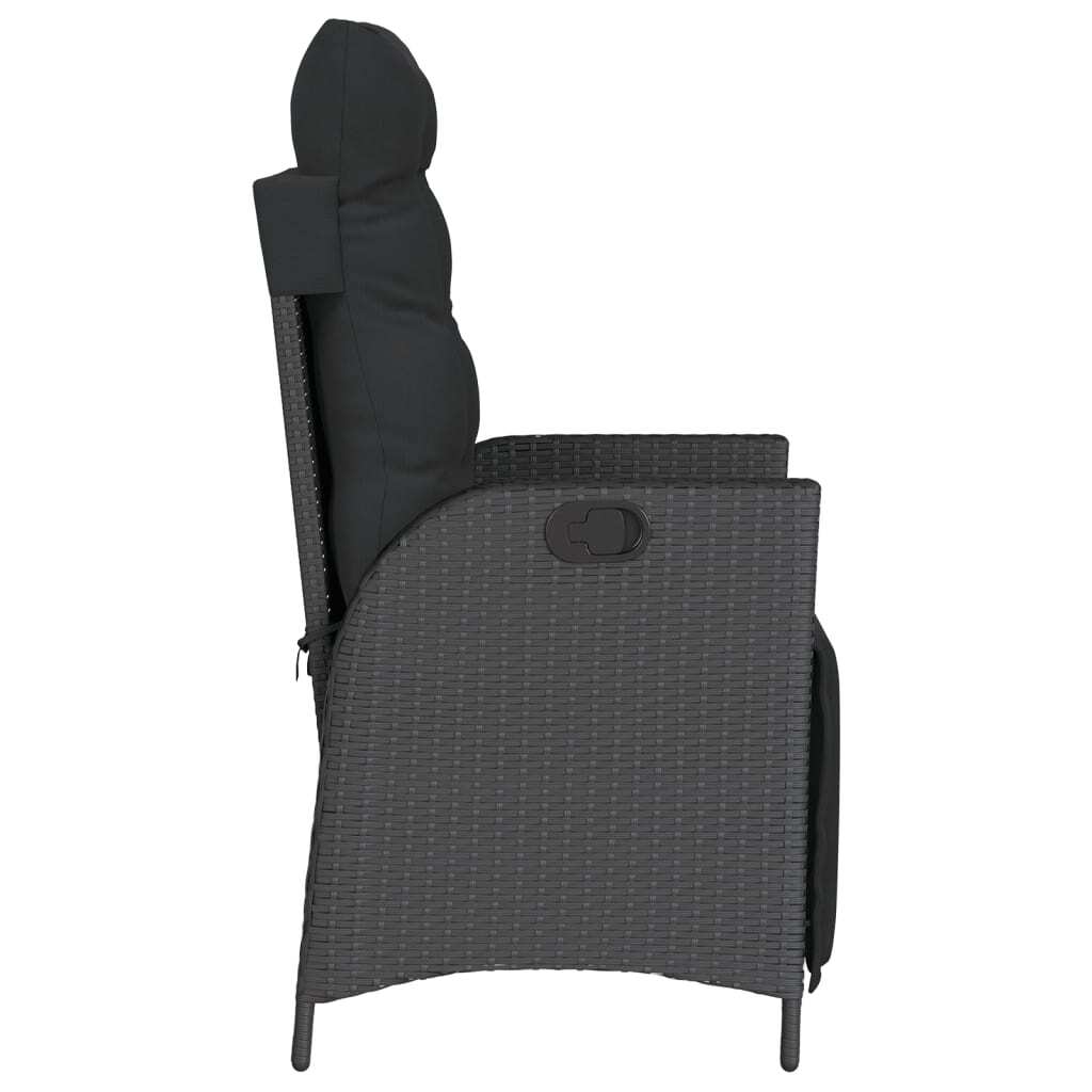 Reclining Garden Chair Poly Rattan Steel Frame Footrest Adjustable Patio Black