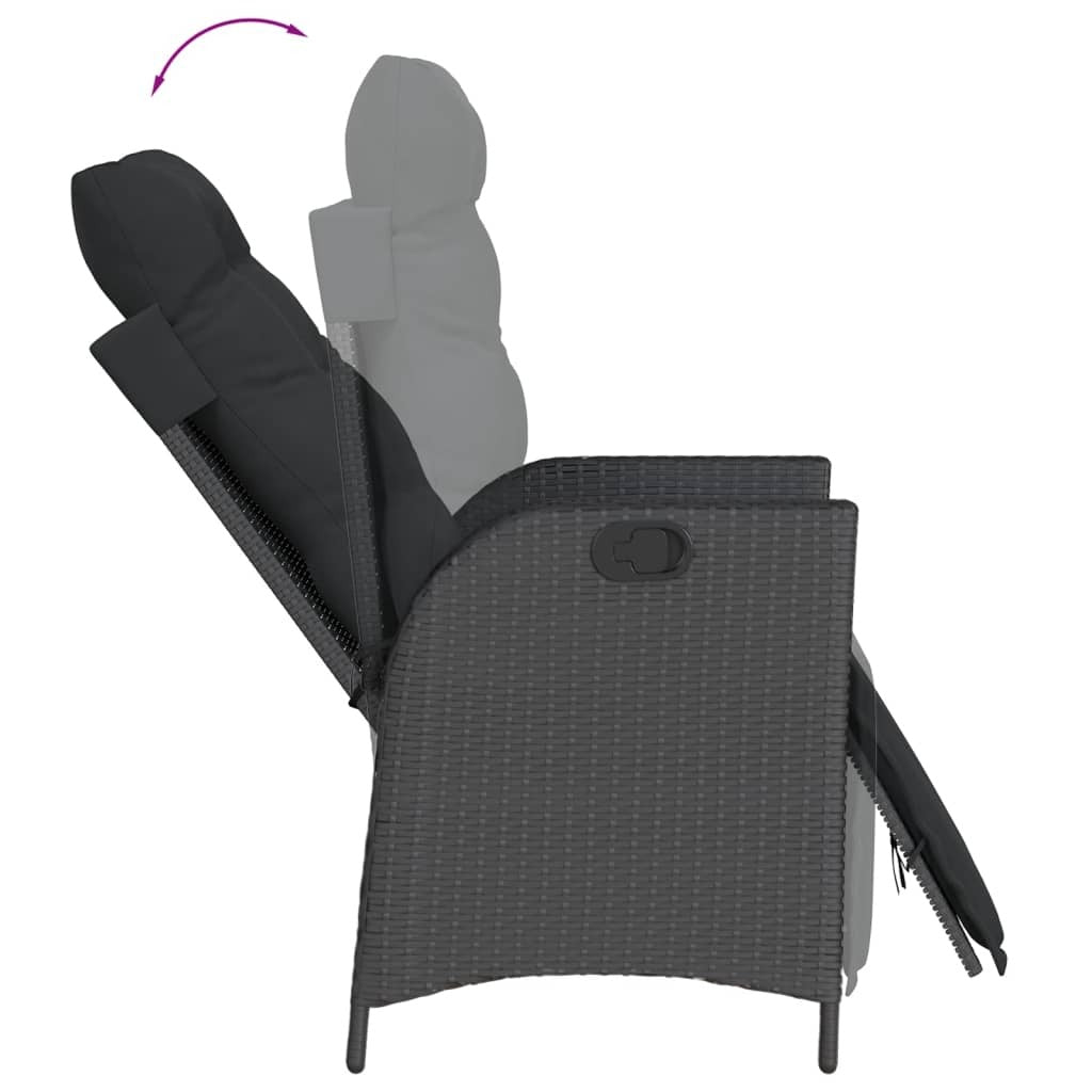 Reclining Garden Chair Poly Rattan Steel Frame Footrest Adjustable Patio Black