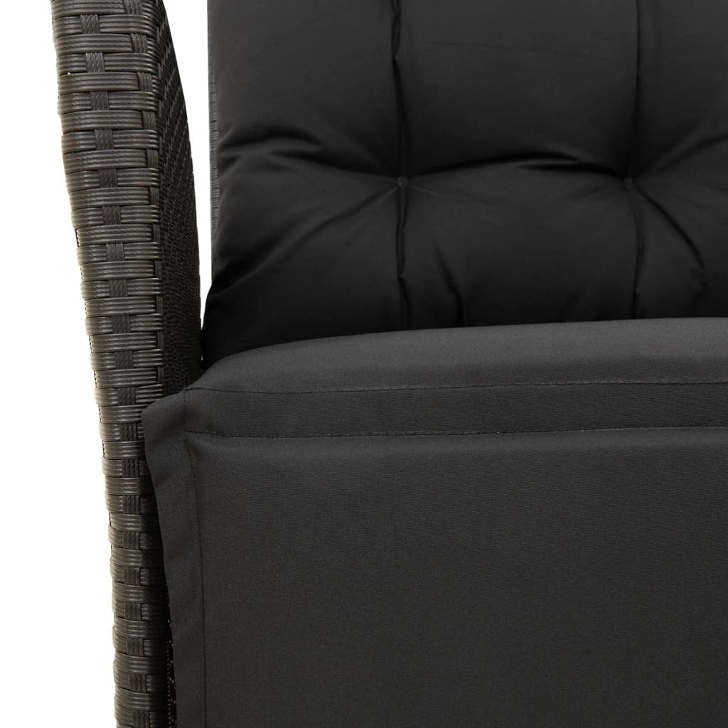 Reclining Garden Chair Poly Rattan Steel Frame Footrest Adjustable Patio Black