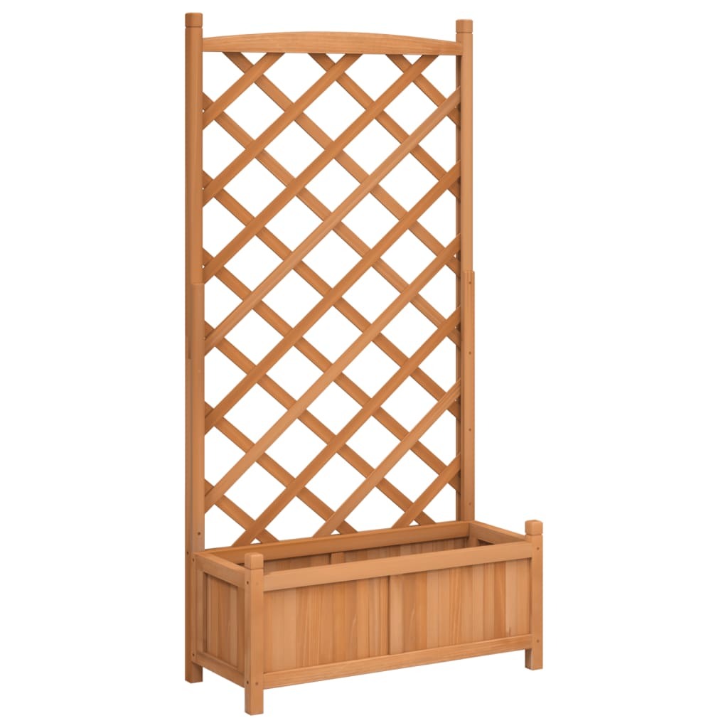 Planter with Trellis Solid Fir Wood Garden Climbing Plants Outdoor Decor Brown
