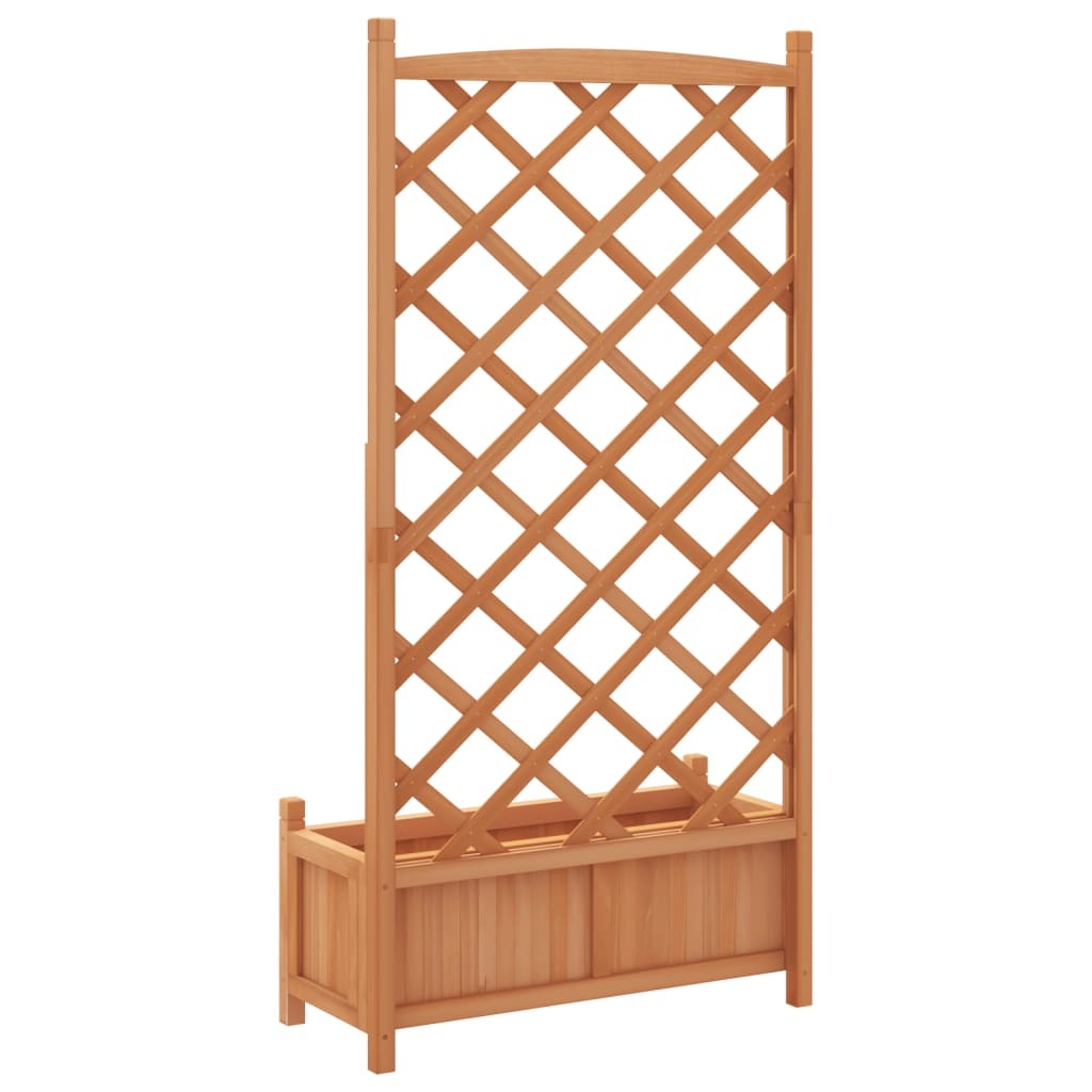Planter with Trellis Solid Fir Wood Garden Climbing Plants Outdoor Decor Brown