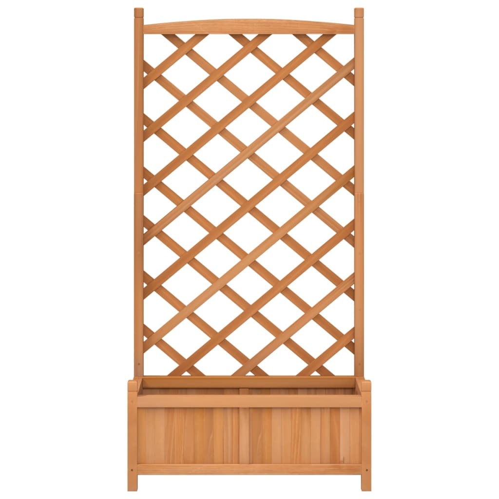 Planter with Trellis Solid Fir Wood Garden Climbing Plants Outdoor Decor Brown