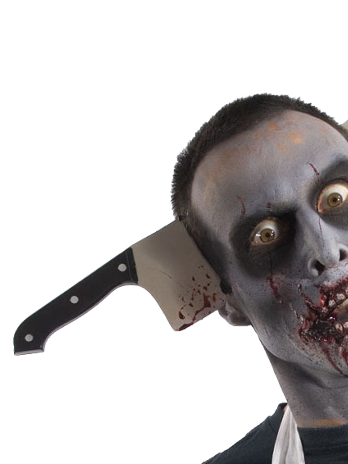 Zombie Cleaver Headband Halloween Costume Accessory with Blood Splatter