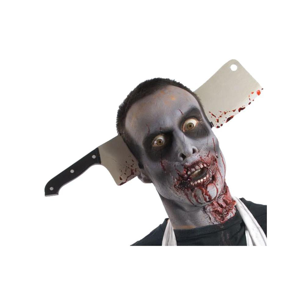 Zombie Cleaver Headband Halloween Costume Accessory with Blood Splatter