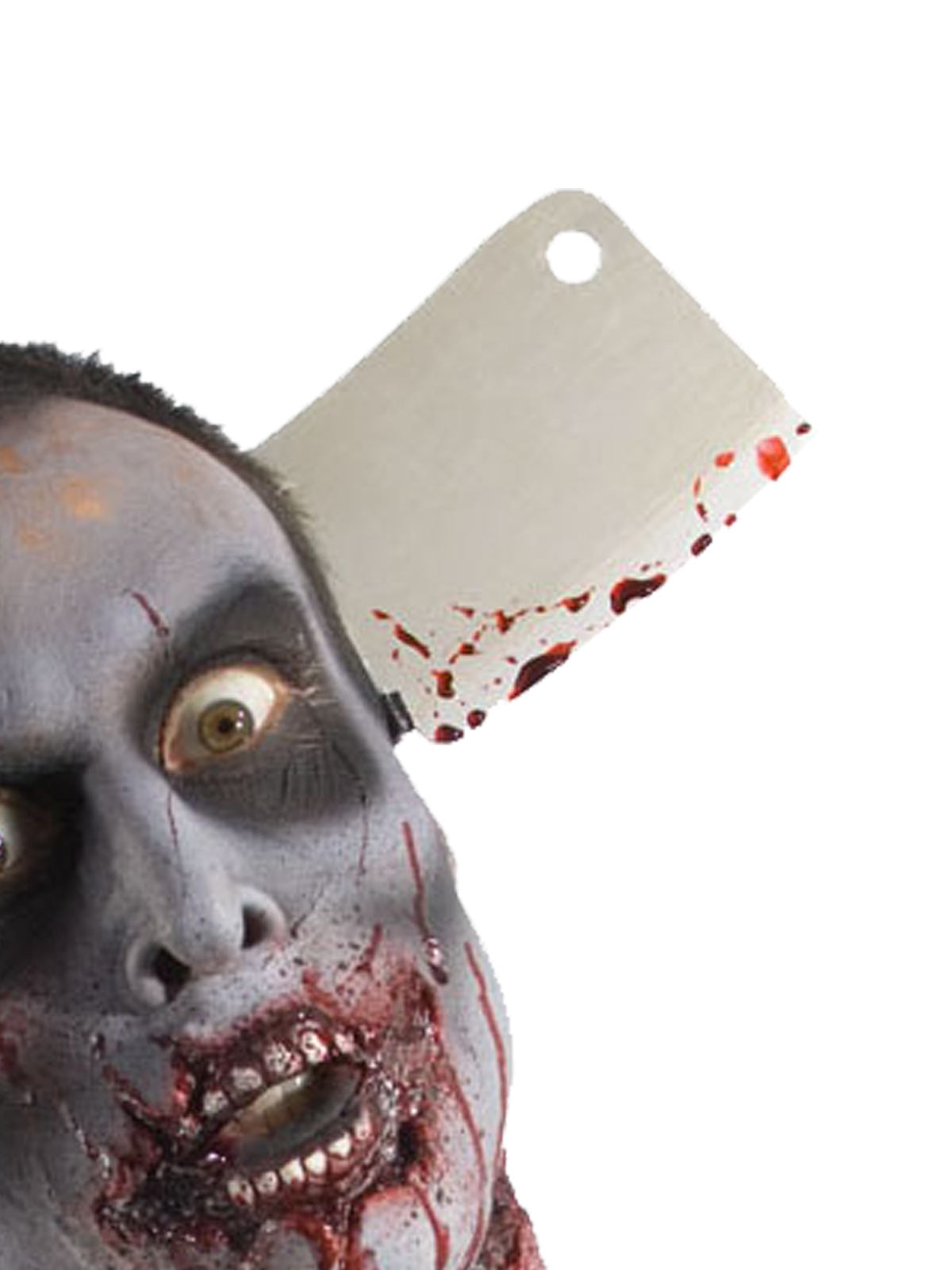 Zombie Cleaver Headband Halloween Costume Accessory with Blood Splatter