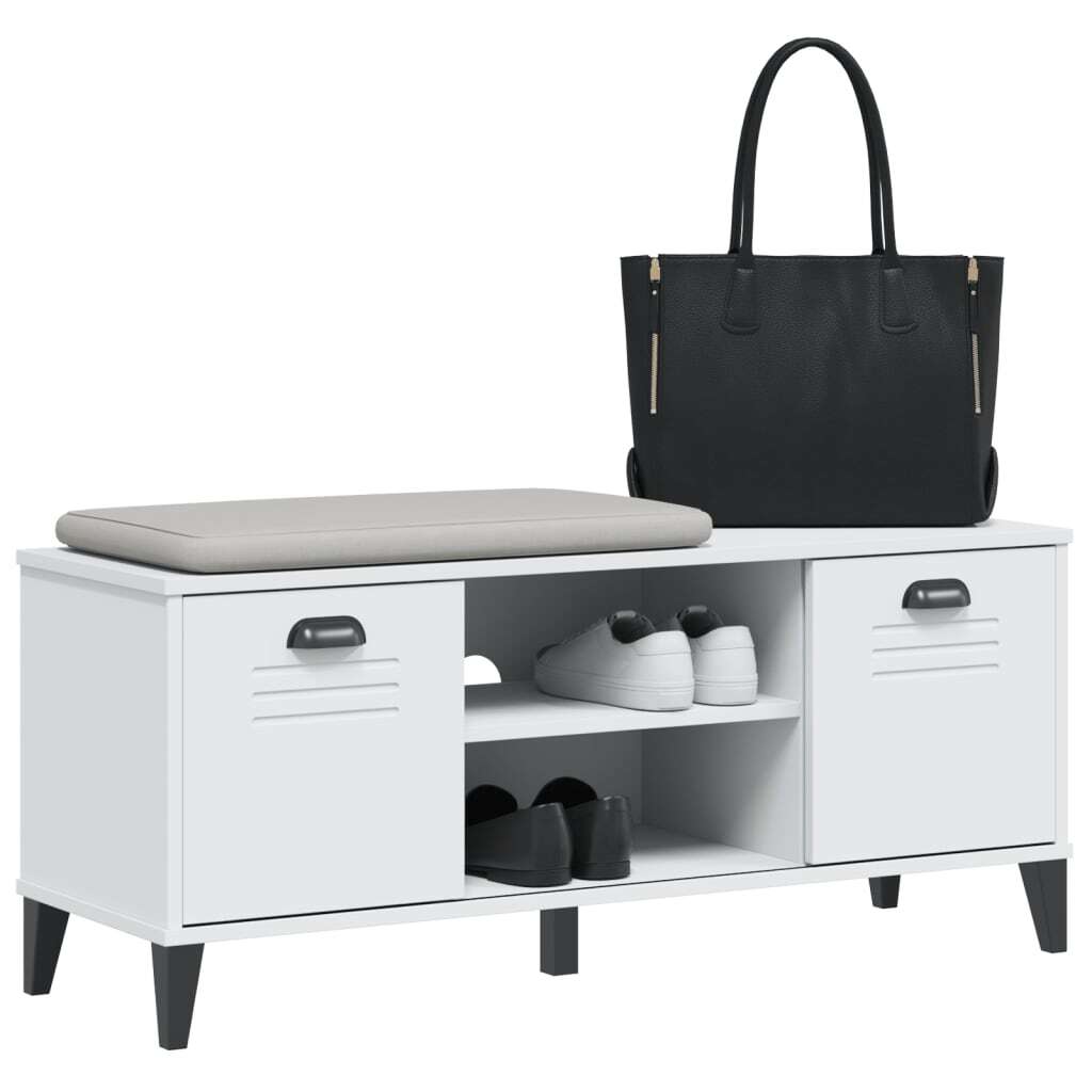 Shoe Bench VIKEN Engineered Wood Storage Seat Handle Hallway 106x35x45cm White