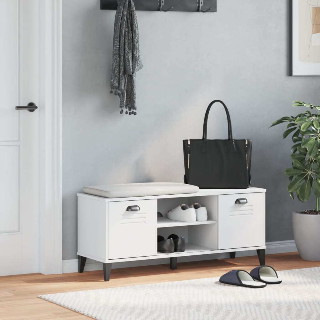 Shoe Bench VIKEN Engineered Wood Storage Seat Handle Hallway 106x35x45cm White