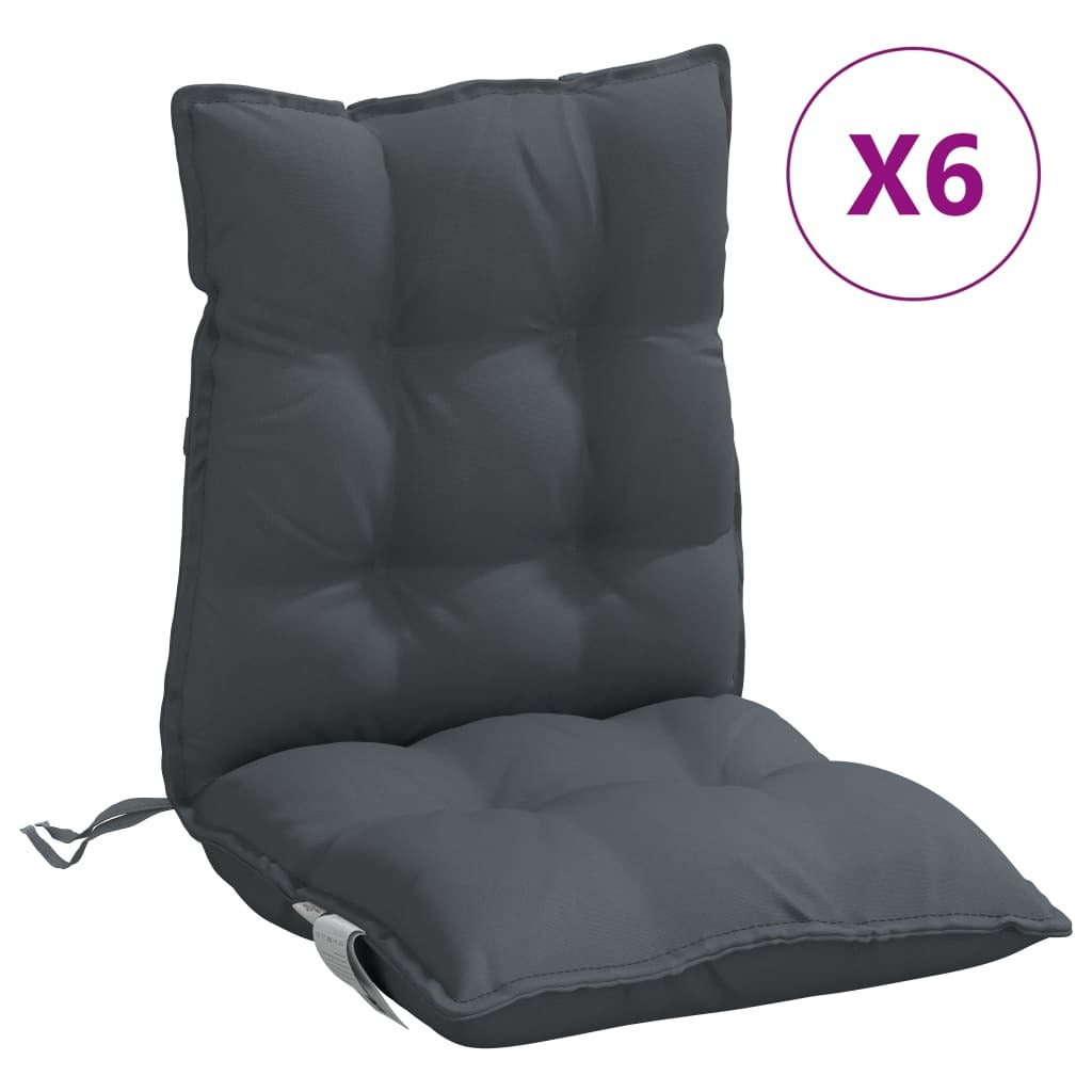 Oxford Fabric Lowback Chair Cushions 6 pcs Anthracite Water-Resistant