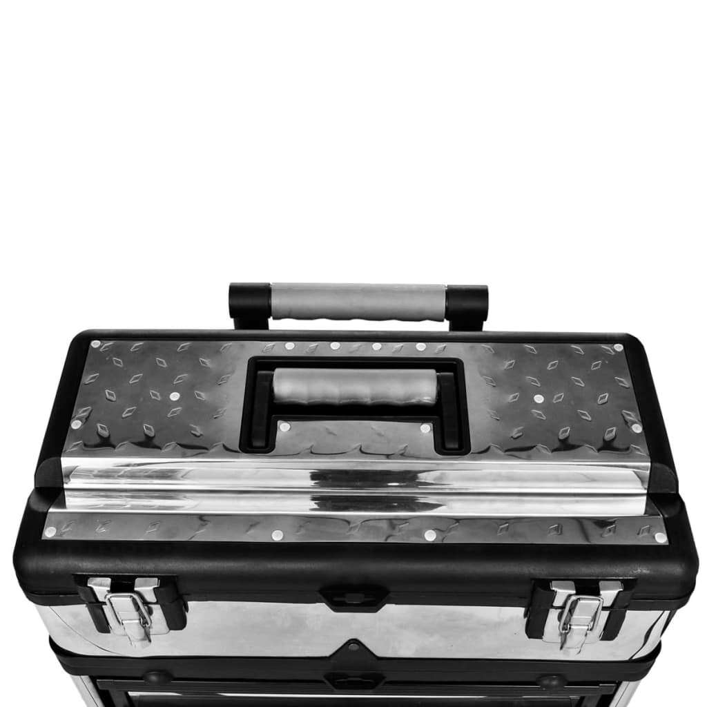 Rolling Tool Box 3-Part 2 Wheels Stainless Steel Storage Drawers