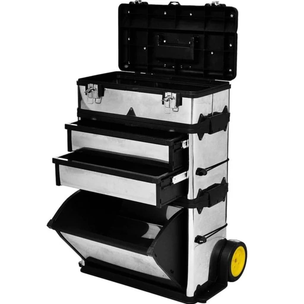 Rolling Tool Box 3-Part 2 Wheels Stainless Steel Storage Drawers