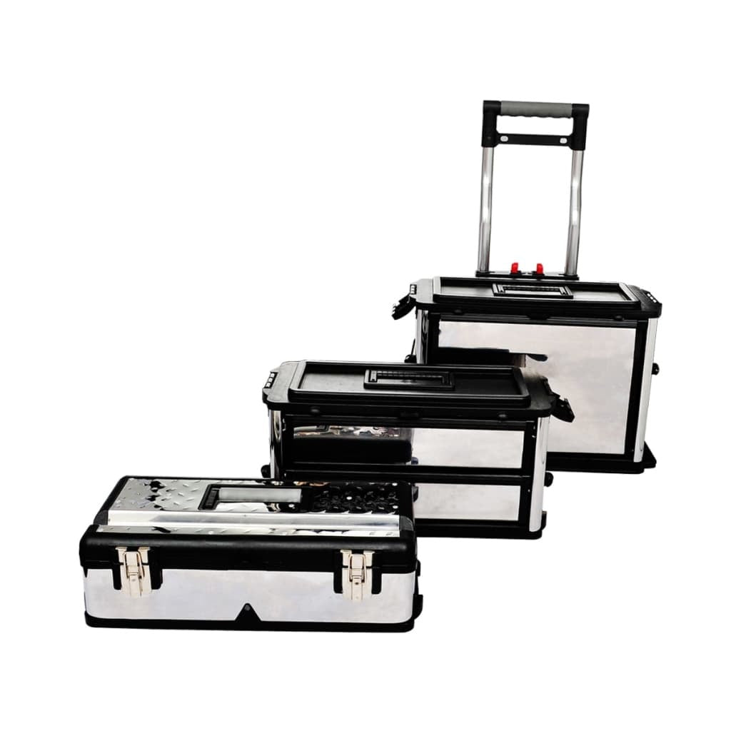 Rolling Tool Box 3-Part 2 Wheels Stainless Steel Storage Drawers