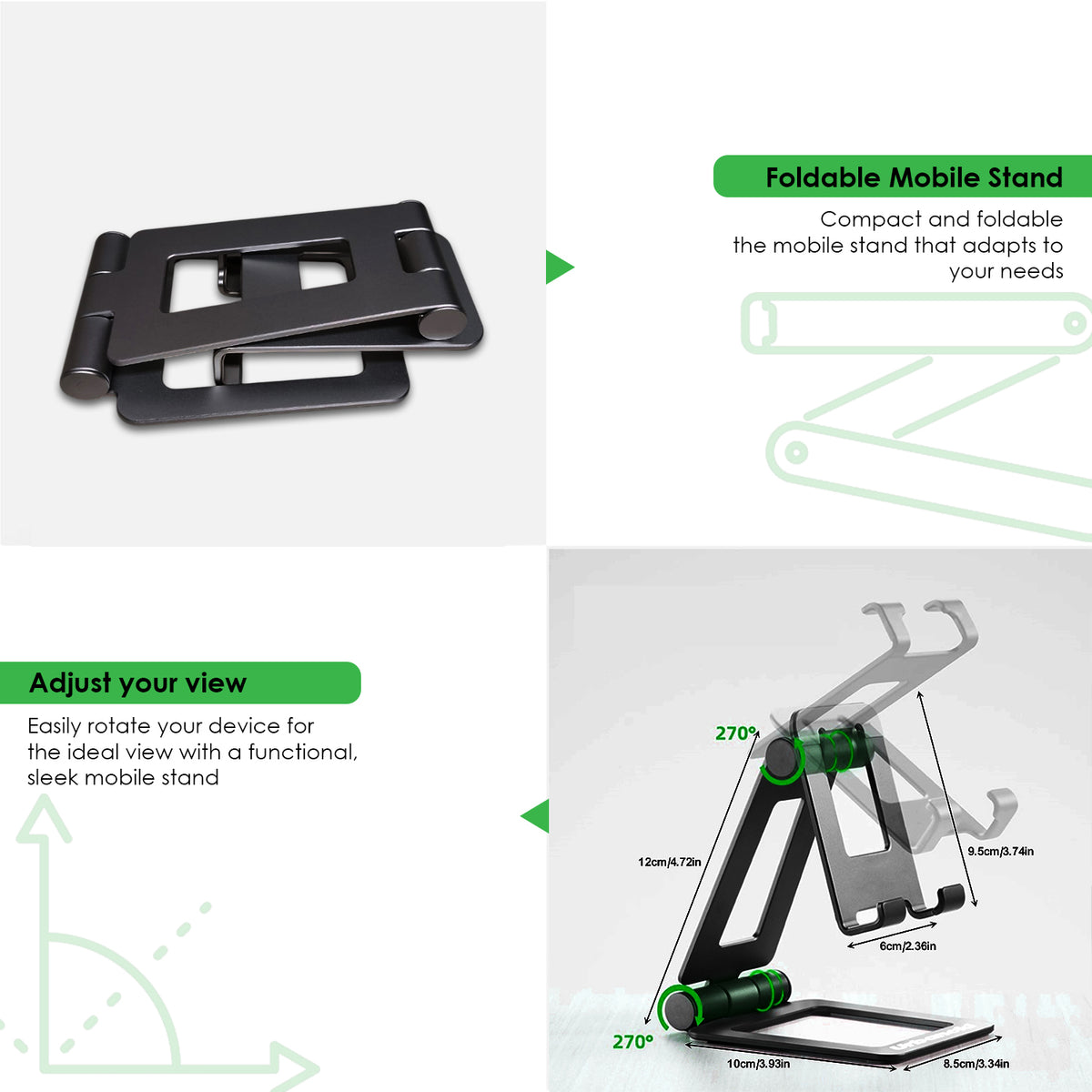 Urbanoki Portable Phone Tablet Stand Dual Folding Desk Travel Cradle Dock - Available in Two Colours
