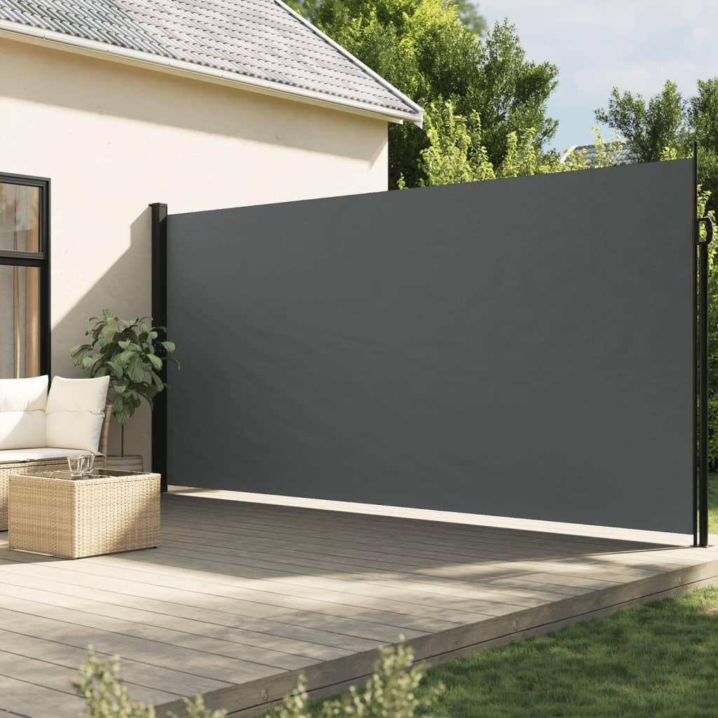 Retractable Side Awning Privacy Screen Outdoor Patio 200x600cm Anthracite