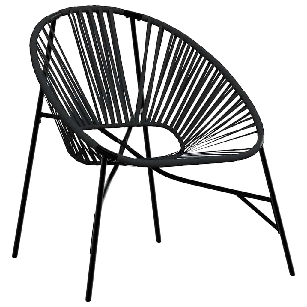 Garden Egg Chair Poly Rattan Steel Frame Cushioned Outdoor Patio Seat Black