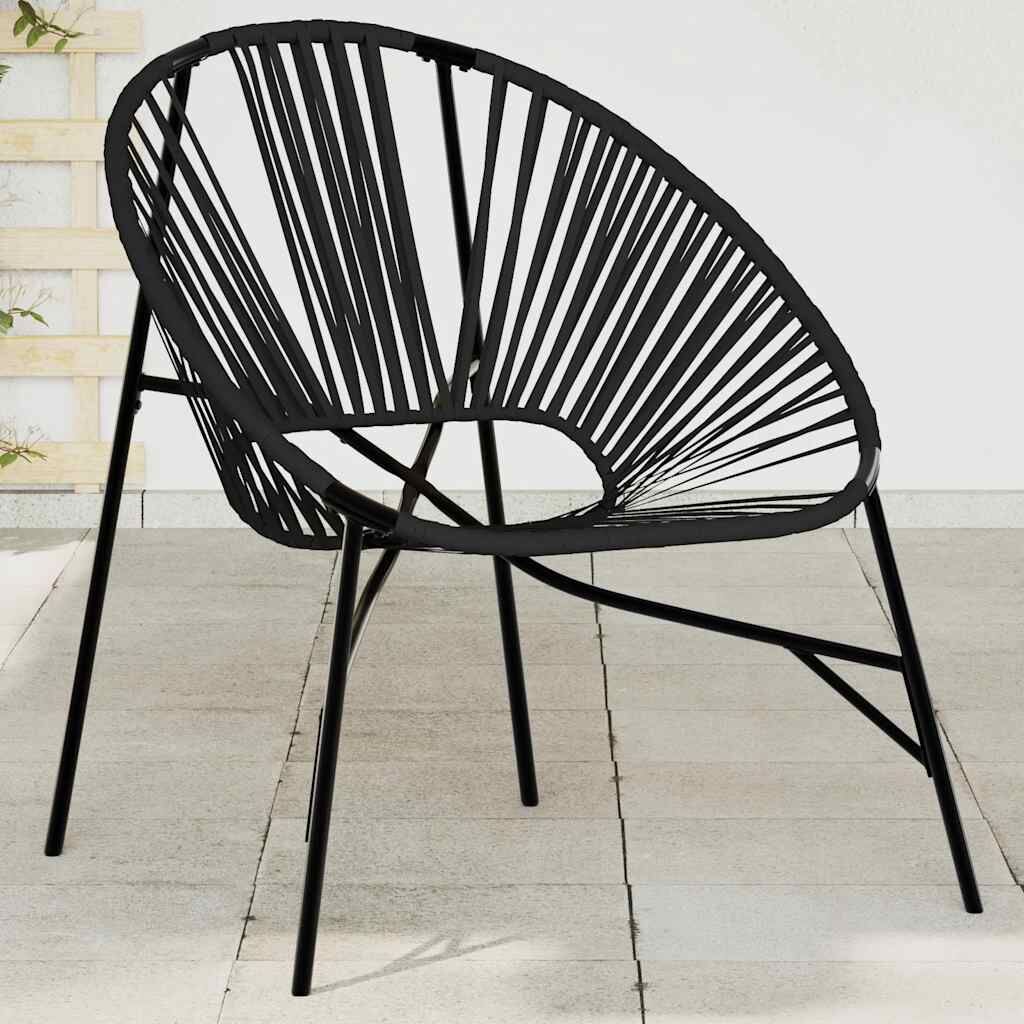 Garden Egg Chair Poly Rattan Steel Frame Cushioned Outdoor Patio Seat Black