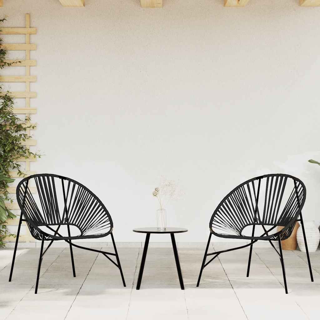 Garden Egg Chair Poly Rattan Steel Frame Cushioned Outdoor Patio Seat Black