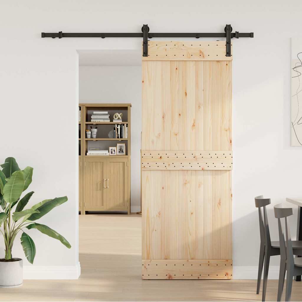 Sliding Door Hardware Kit Steel Track Rail Set 183cm Quiet Smooth Black
