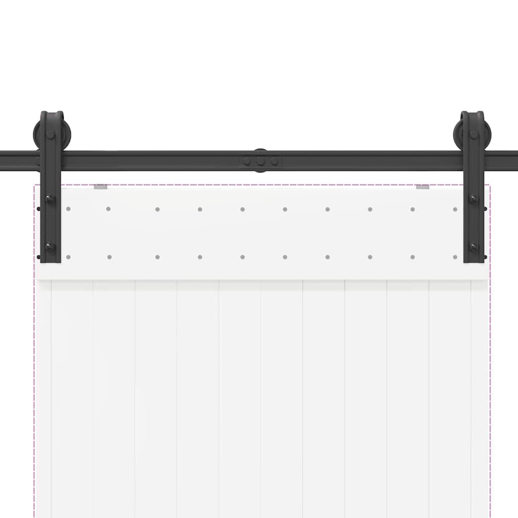 Sliding Door Hardware Kit Steel Track Rail Set 183cm Quiet Smooth Black