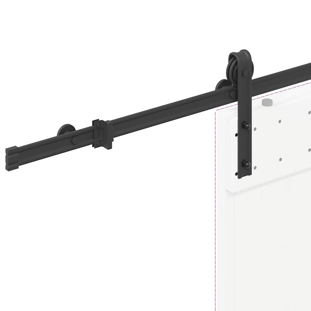Sliding Door Hardware Kit Steel Track Rail Set 183cm Quiet Smooth Black