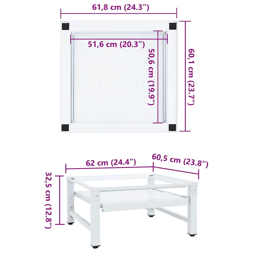 Washing Machine Pedestal with Pull-out Shelf White