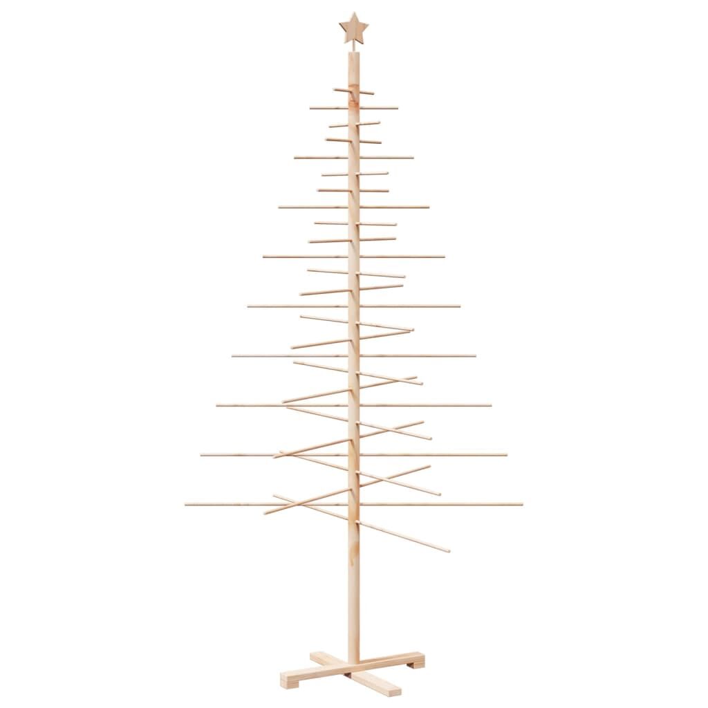 Wooden Christmas Tree 210cm Solid Pine Wood DIY Decor Bamboo Branches Rustic