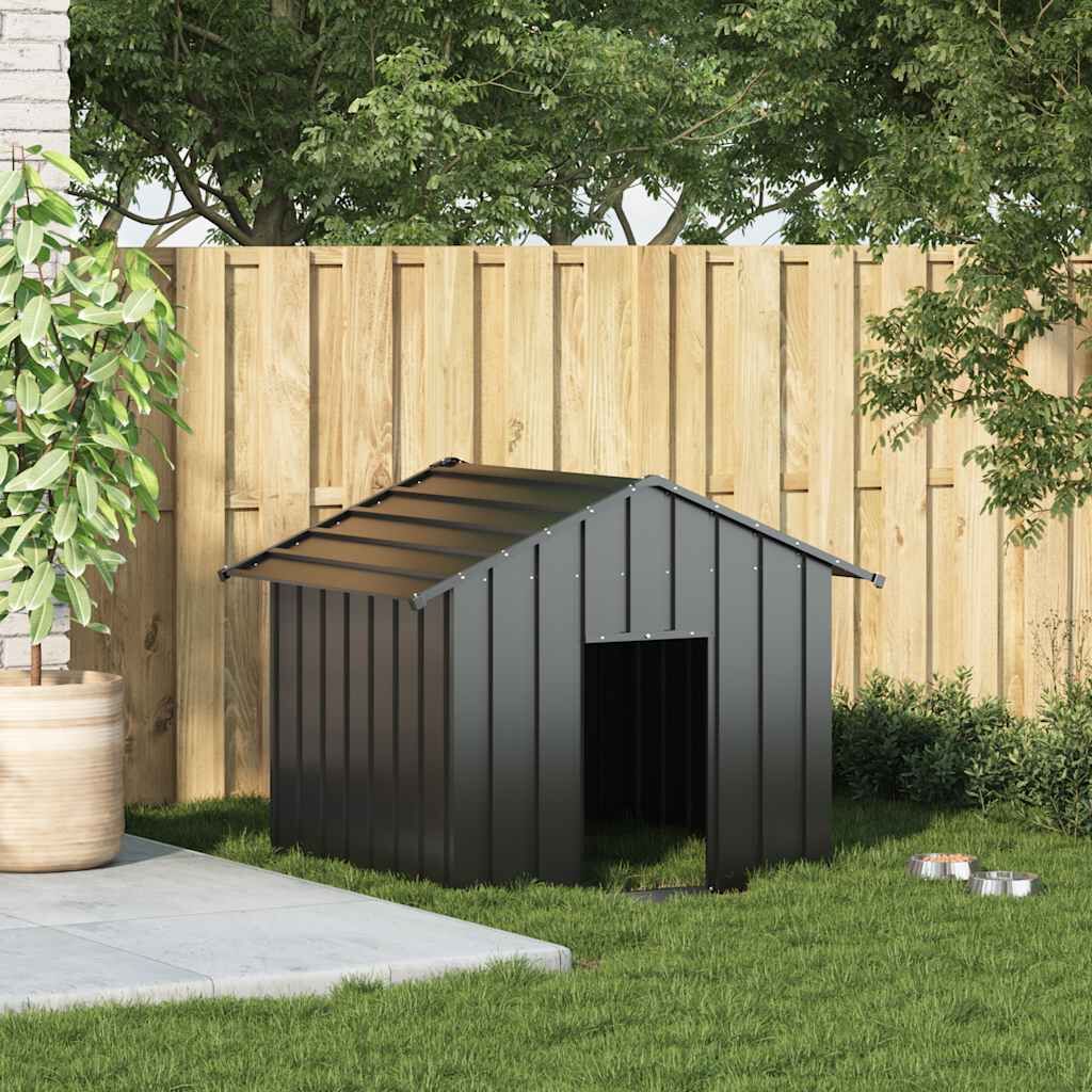 Dog House with Roof Galvanised Steel Outdoor Kennel 131x101x102cm Pet Shelter