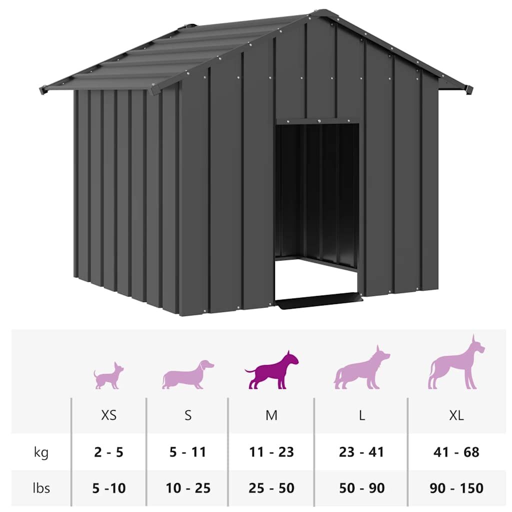 Dog House with Roof Galvanised Steel Outdoor Kennel 131x101x102cm Pet Shelter