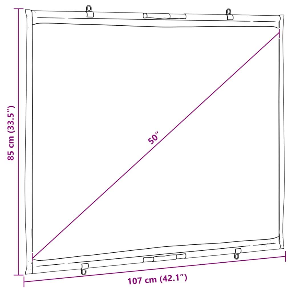 Projection Screen 50 Inch 4:3 Wall Hanging Matte Home Theater Portable White