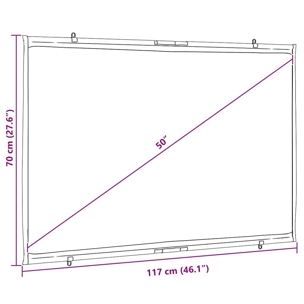 Projection Screen 50 Inch 16:9 Wall Hanging Matte Home Theater Portable White