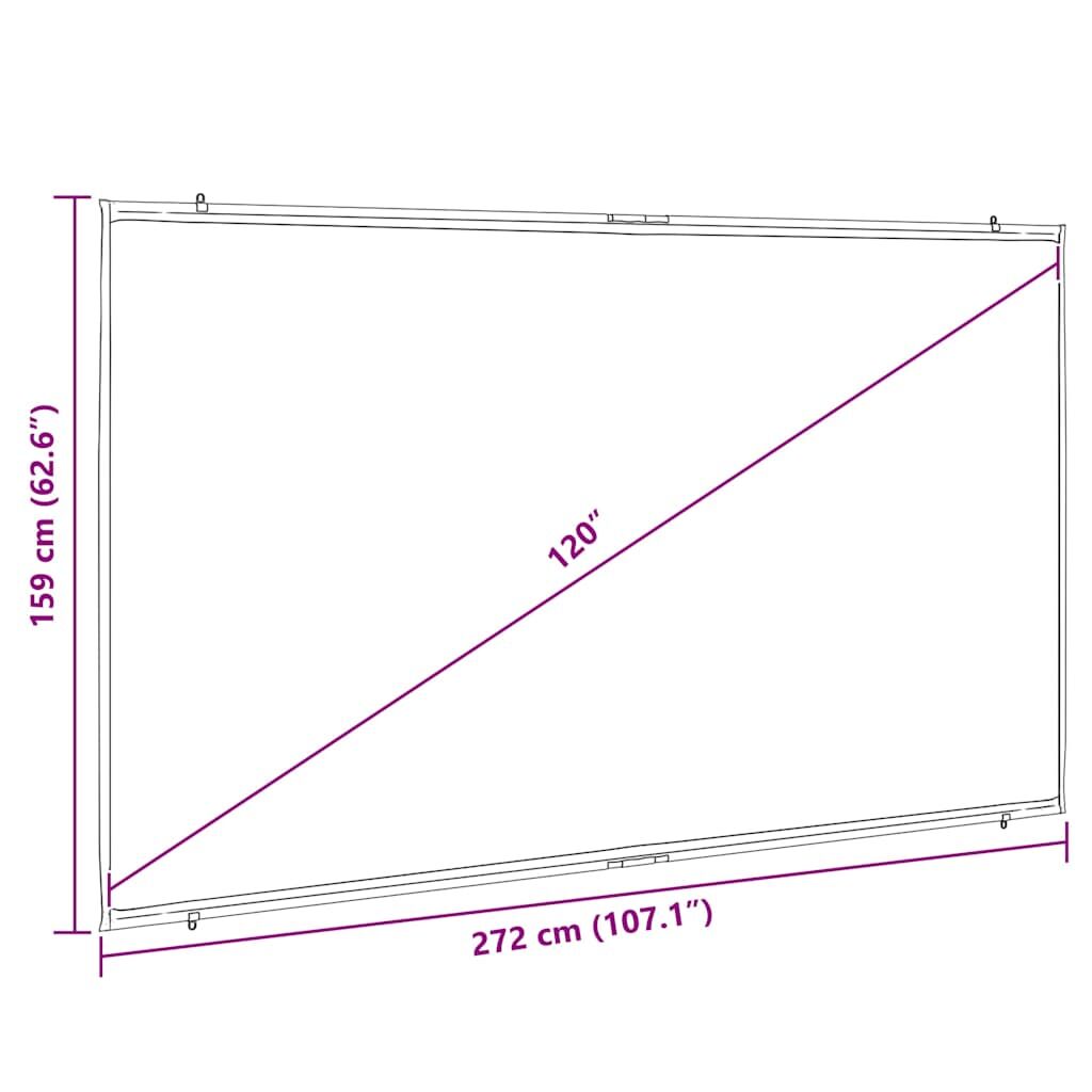 Projection Screen 120 Inch 16:9 Wall Hanging Matte Home Theater Portable White