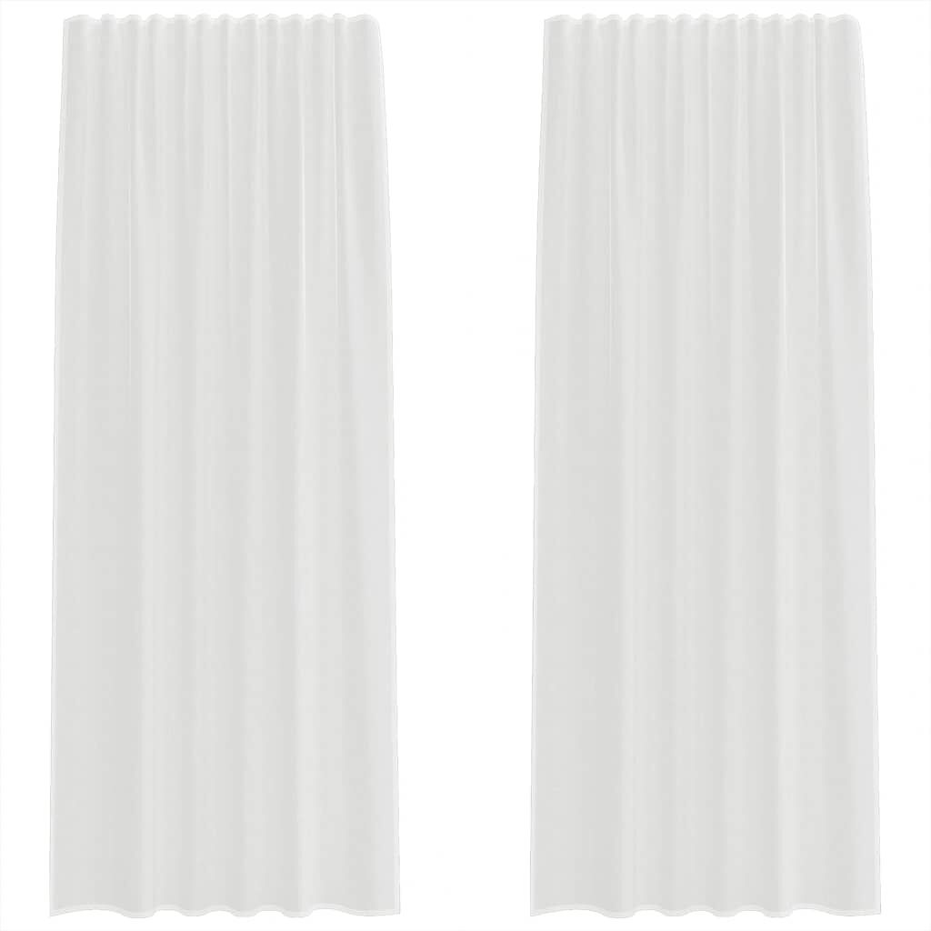 Voile Curtains with Rod Pockets 2 pcs White