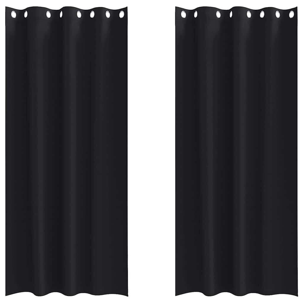 Blackout Curtains with Rings 2 pcs Black 245 x 140 cm Polyester