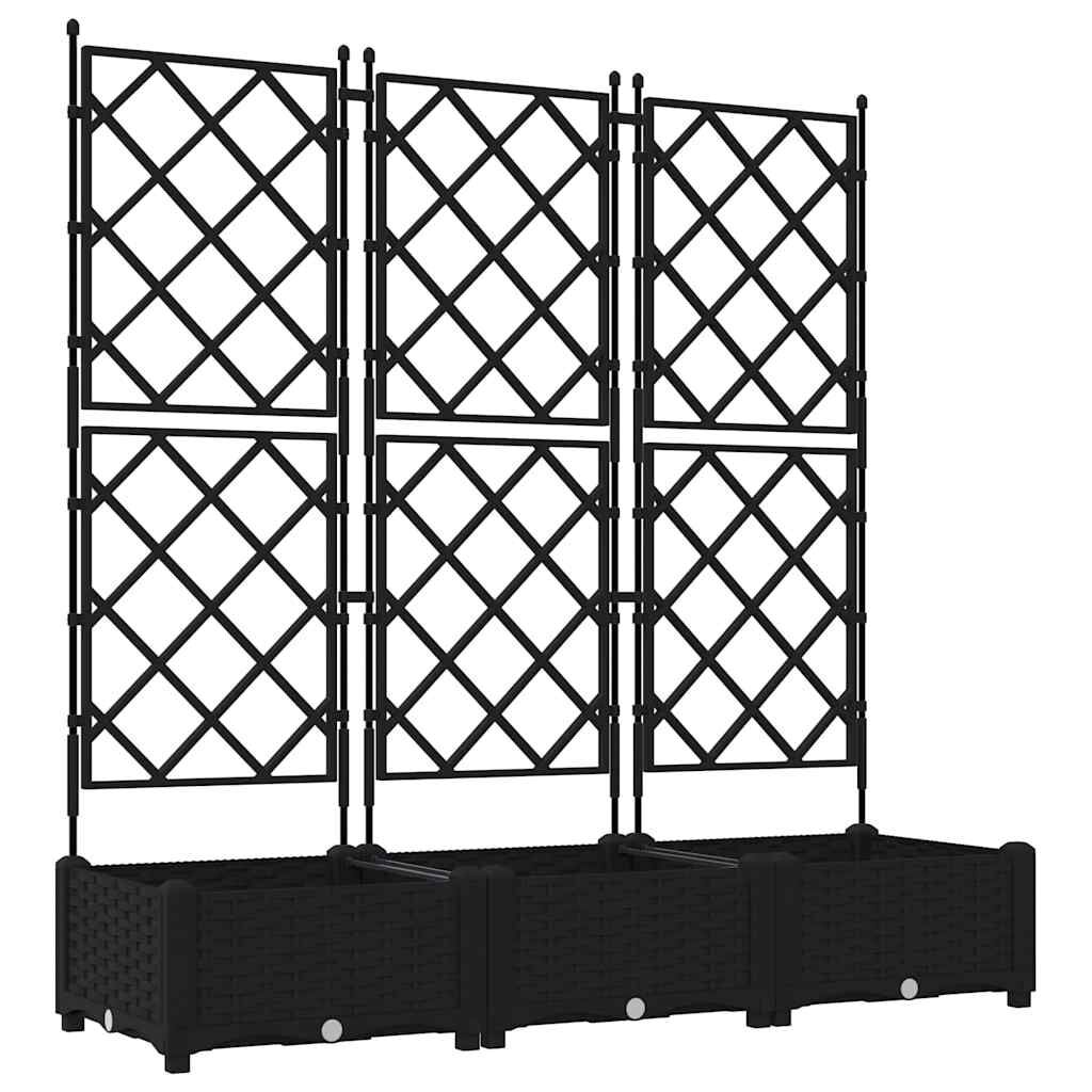 Outdoor Garden Planter 3 pcs Steel Modern Raised Bed 120x40x125.5cm Black