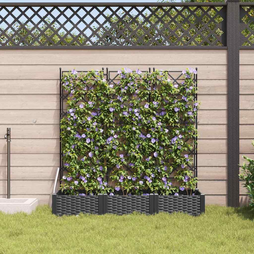 Outdoor Garden Planter 3 pcs Steel Modern Raised Bed 120x40x125.5cm Black