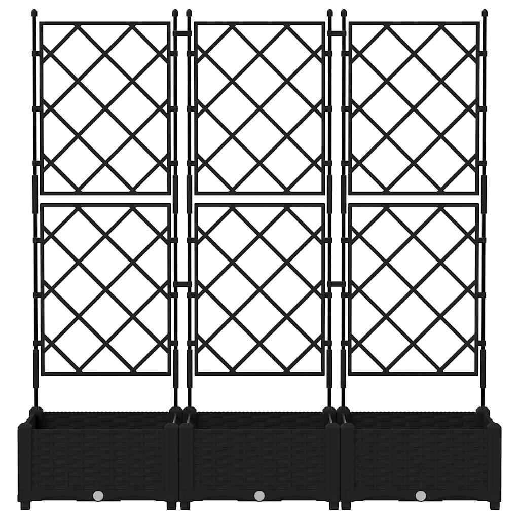 Outdoor Garden Planter 3 pcs Steel Modern Raised Bed 120x40x125.5cm Black