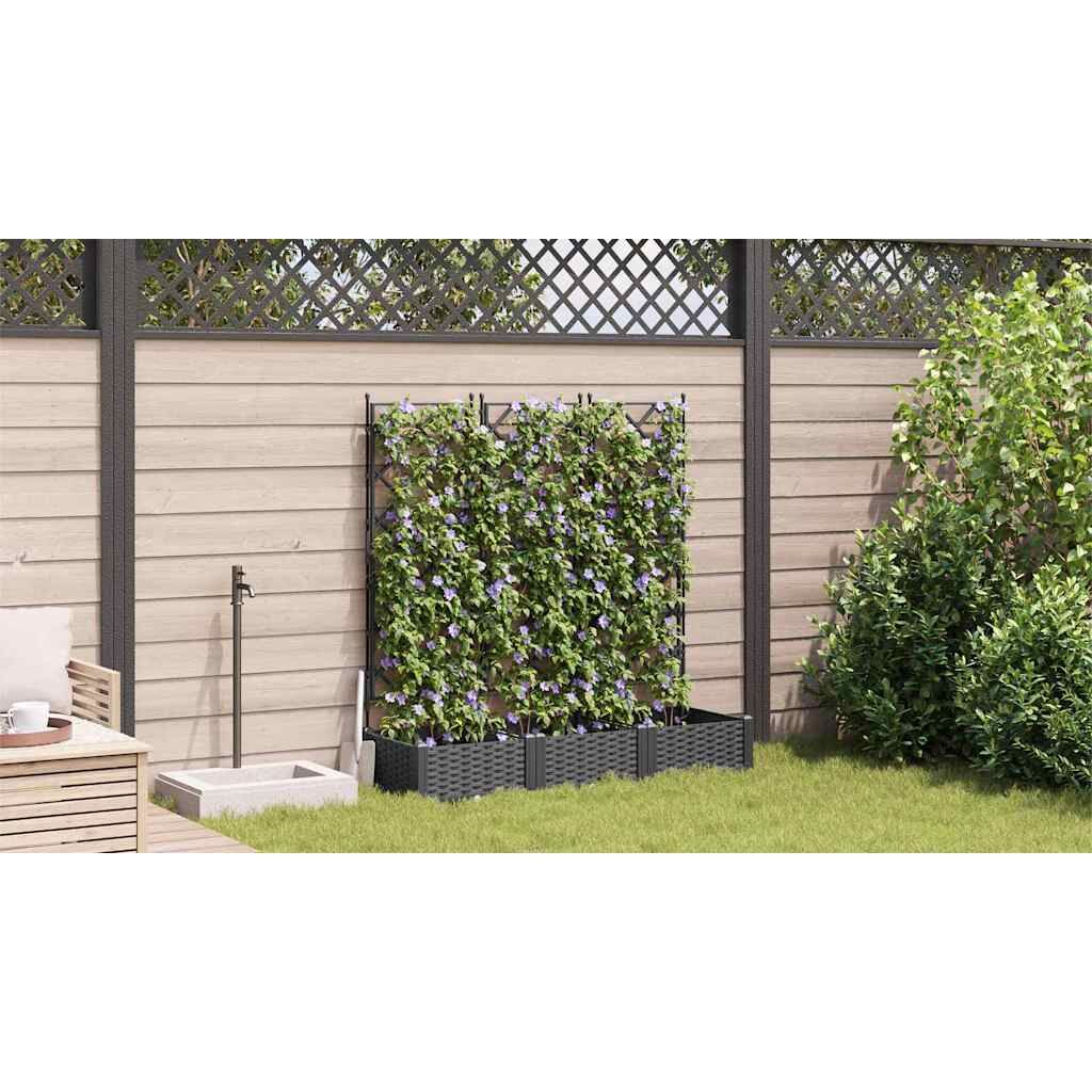 Outdoor Garden Planter 3 pcs Steel Modern Raised Bed 120x40x125.5cm Black