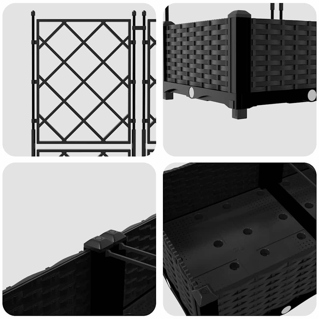 Outdoor Garden Planter 3 pcs Steel Modern Raised Bed 120x40x125.5cm Black