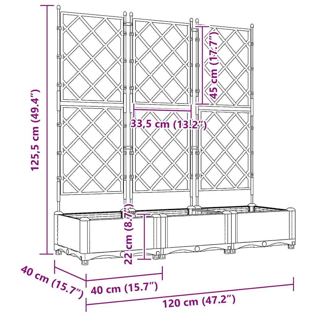 Outdoor Garden Planter 3 pcs Steel Modern Raised Bed 120x40x125.5cm Black