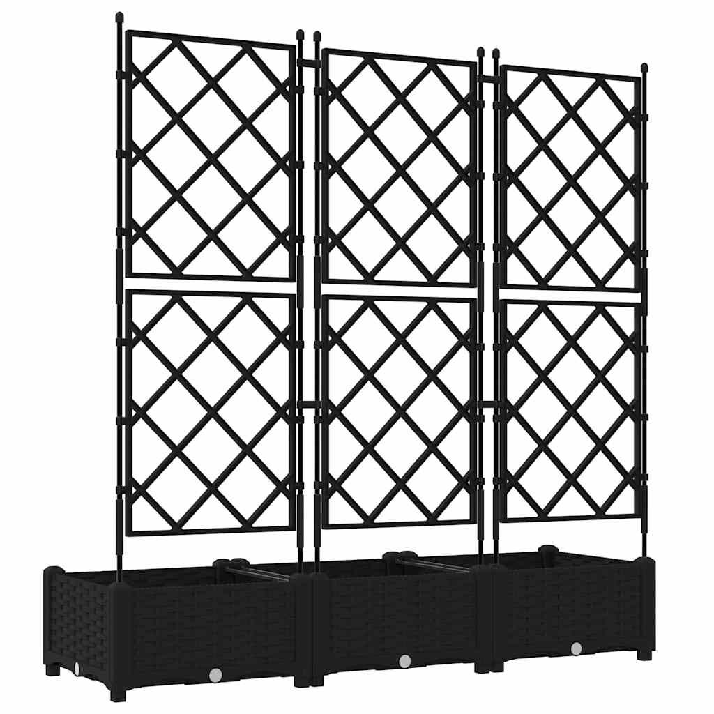 Outdoor Garden Planter 3 pcs Steel Modern Raised Bed 120x40x125.5cm Black