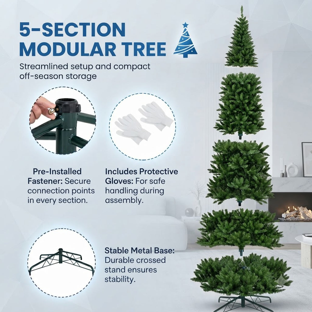 Pre-Lit Hinged Christmas Tree 360cm 800 Warm White LED Quick Power Connector