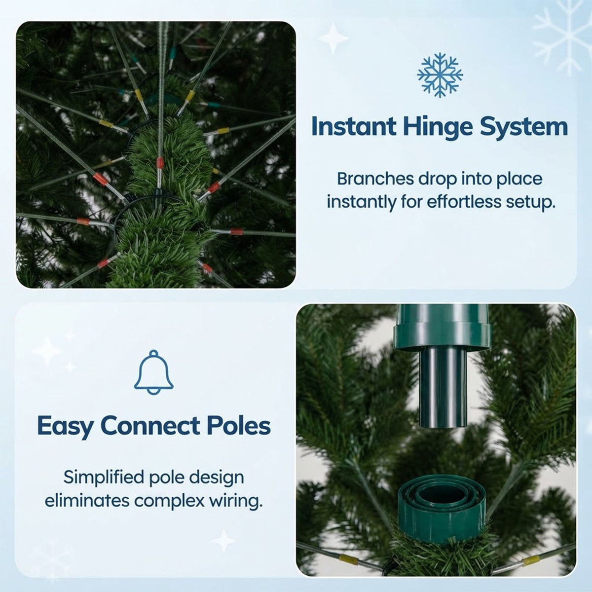 Pre-Lit Hinged Christmas Tree 360cm 800 Warm White LED Quick Power Connector
