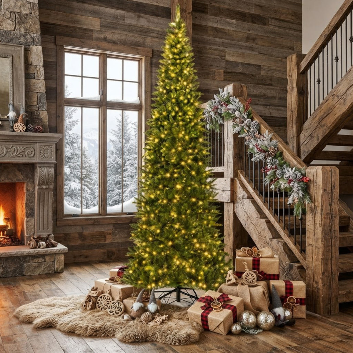 Pre-Lit Hinged Christmas Tree 360cm 800 Warm White LED Quick Power Connector