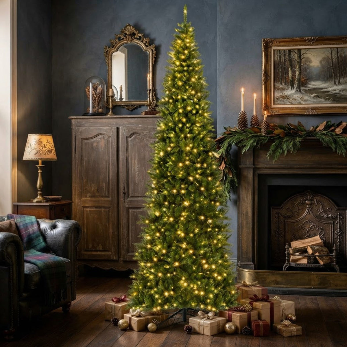 Pre-Lit Hinged Christmas Tree 360cm 800 Warm White LED Quick Power Connector