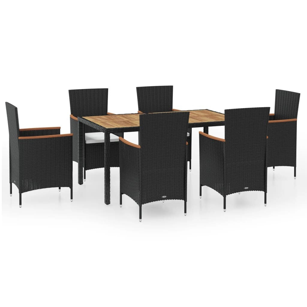 7 Piece Outdoor Dining Set with Cushions Poly Rattan Garden Patio Furniture