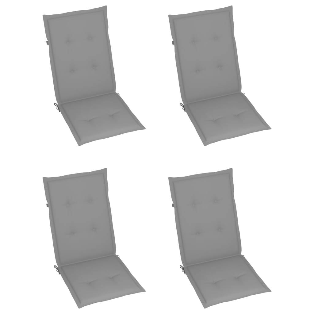 Garden Highback Chair Cushion 4pcs Fabric Foam 120x50x3cm Outdoor Grey