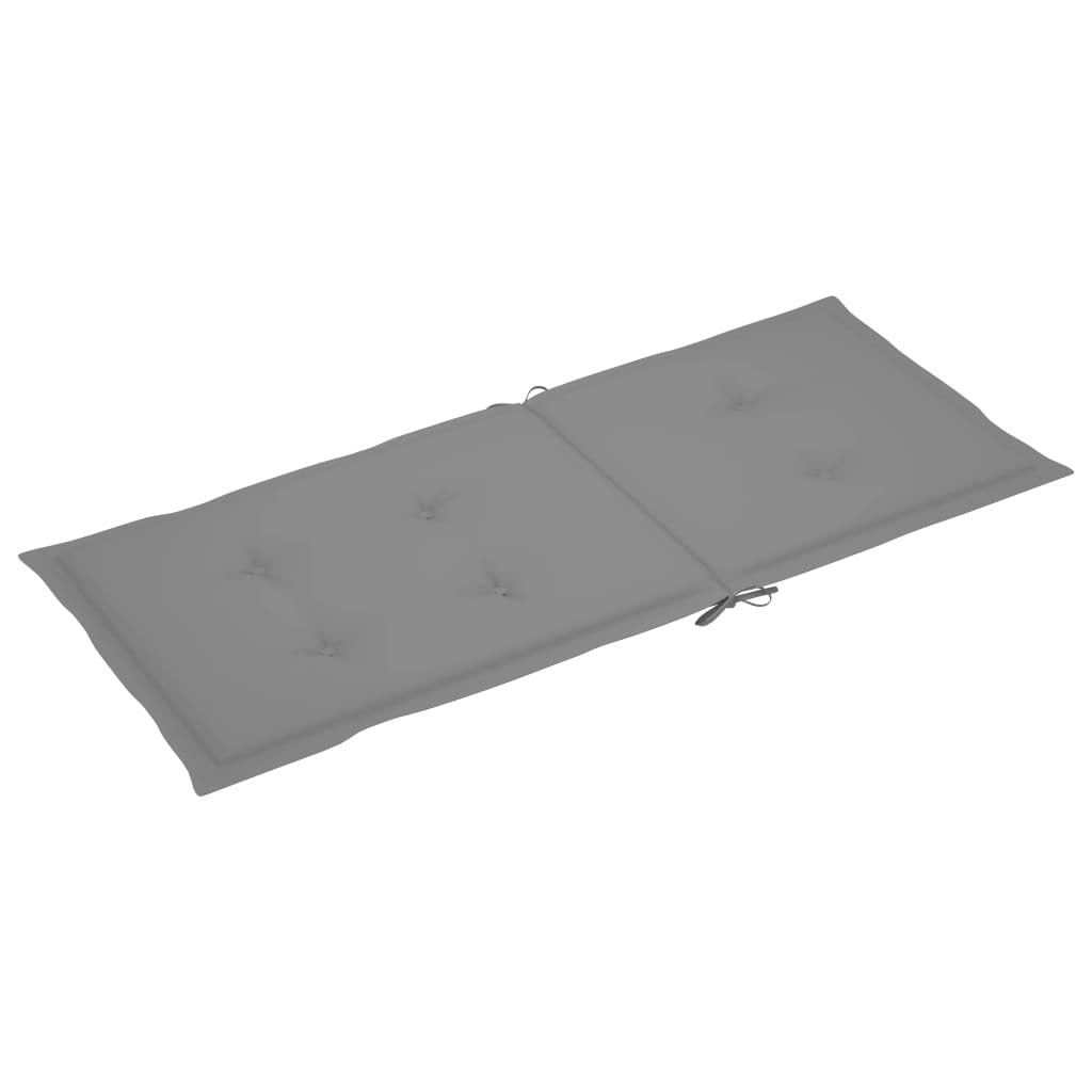 Garden Highback Chair Cushion 4pcs Fabric Foam 120x50x3cm Outdoor Grey